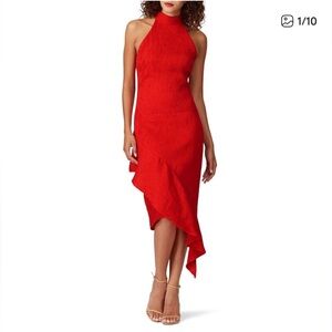 Elliatt Scarlet “Felice” Asymmetrical Midi Dress from Revolve